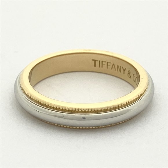 Tiffany & Co. Together Milgrain Band Ring, Size 8 K18YG, PT950, Yellow Gold,... - Picture 4 of 8